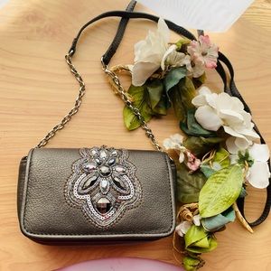 Brighton✨Beaded Pewter Small Crossbody Bag